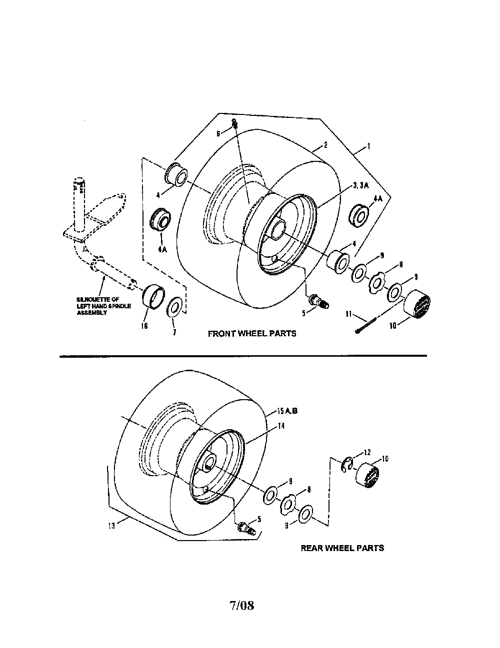 Wheels, front & rear Diagram and Parts List for WLT160H42HBV2  Snapper Lawn Tractor