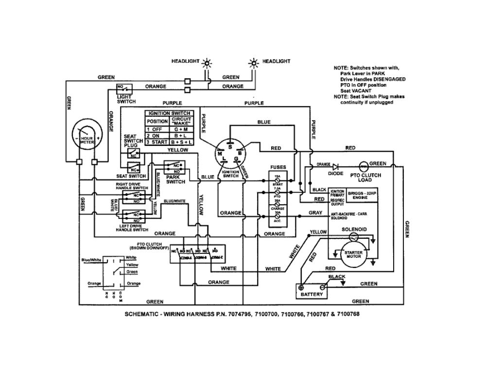 Wiring Schematic (Briggs) Diagram and Parts List for NZMX32734BV  Snapper Lawn Mower