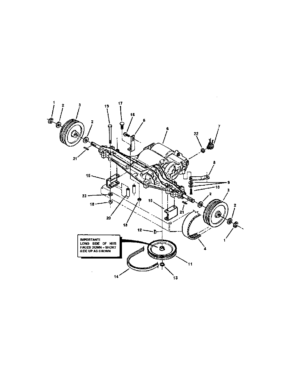 Transmission drive Diagram and Parts List for SPE361  Snapper Lawn Mower