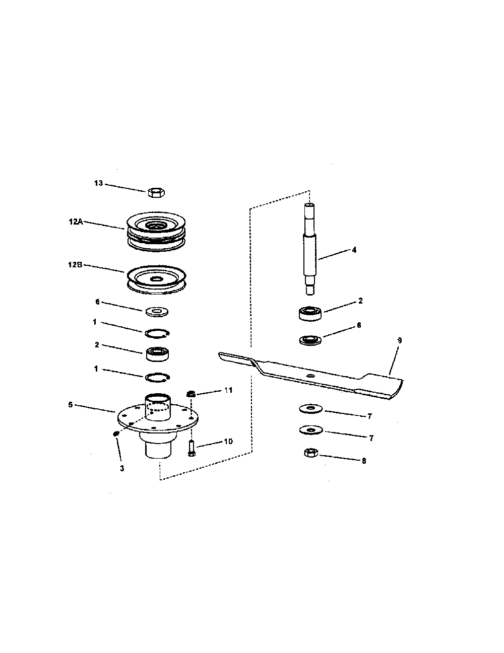 48" deck spindle (series i) Diagram and Parts List for WLT160H42HBV2  Snapper Lawn Tractor