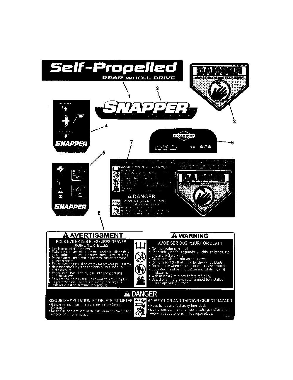 Decals (21") Diagram and Parts List for 13037123  Snapper Lawn Mower