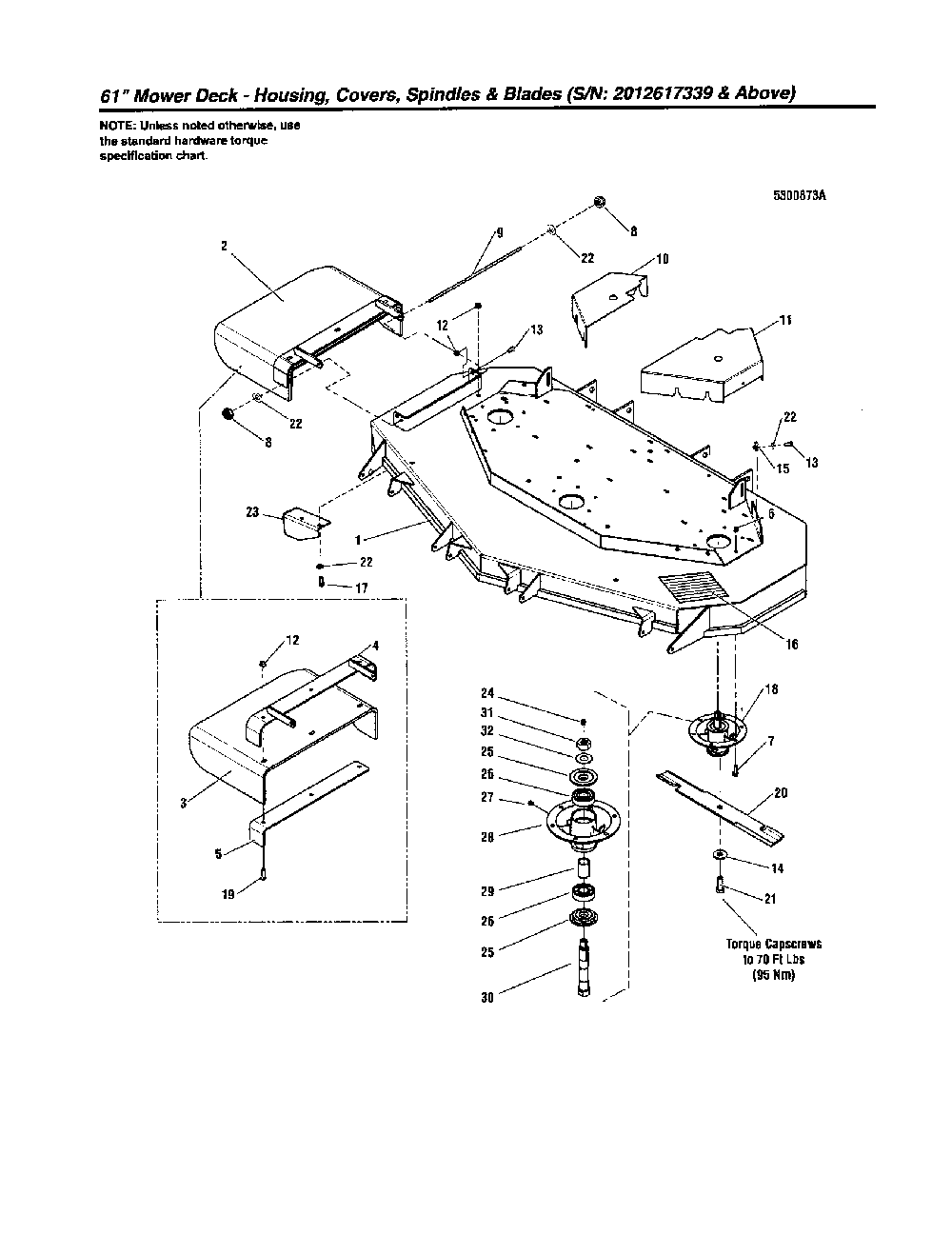 Housing/covers/spindles/blades Diagram and Parts List for 5900664  Snapper Lawn Mower