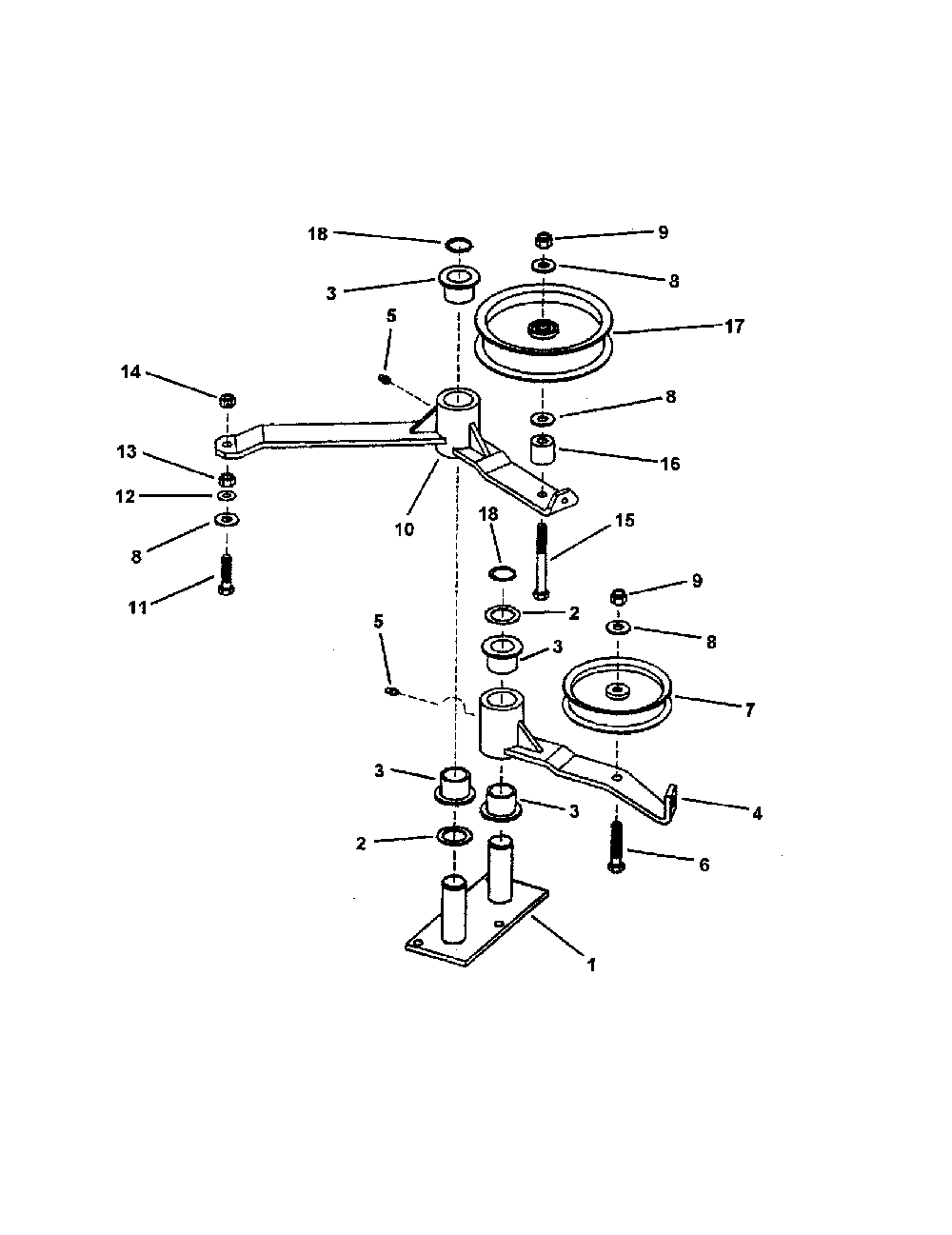 52" deck idler Diagram and Parts List for SPA610-  Snapper Lawn Mower
