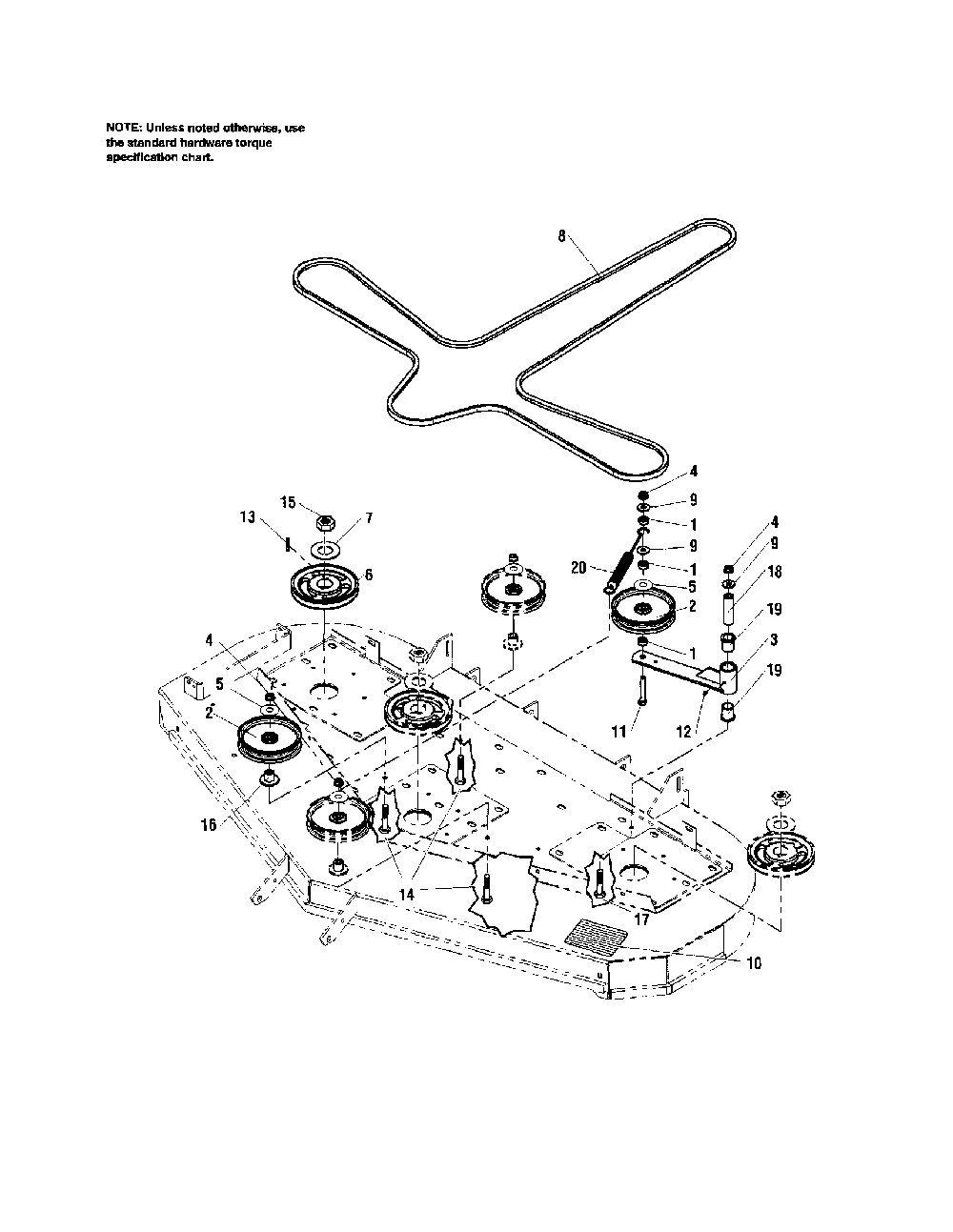Pulleys/belt/idler arm Diagram and Parts List for 5900693  Snapper Lawn Mower