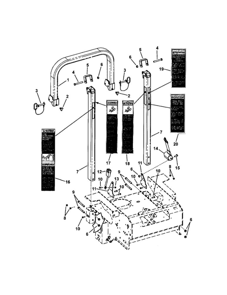 Roll Bar Protective Structure Diagram and Parts List for NZMX32734BV  Snapper Lawn Mower