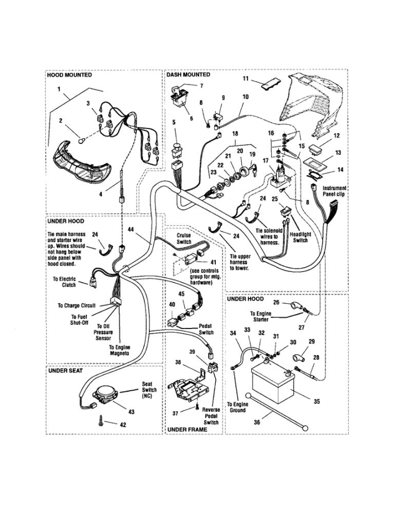 Electrical Diagram and Parts List for YT2050 1694637 Snapper Lawn Tractor