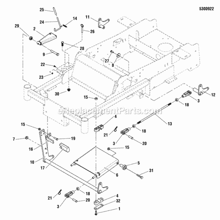 Deck Lift Group (SN 2015070191  Below) Diagram and Parts List for 500ZB2648 5900731 Snapper Lawn Tractor