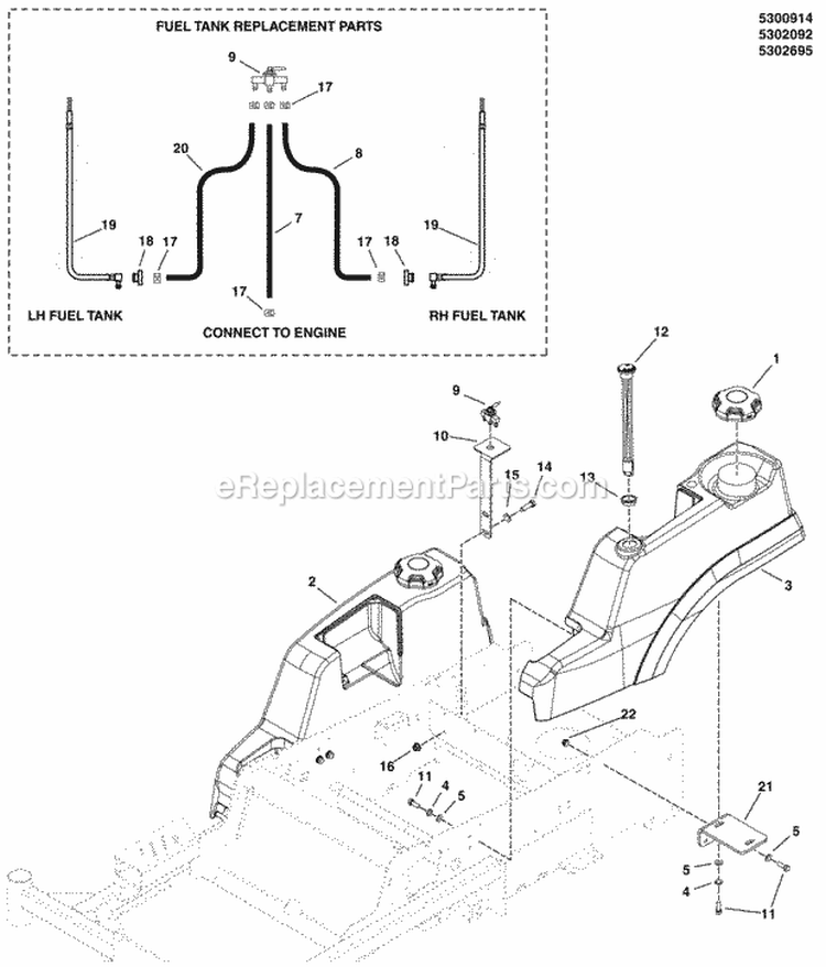 Fuel Tank  Mount Group - Double Tank Diagram and Parts List for 500ZB2748 5900532 Snapper Lawn Tractor