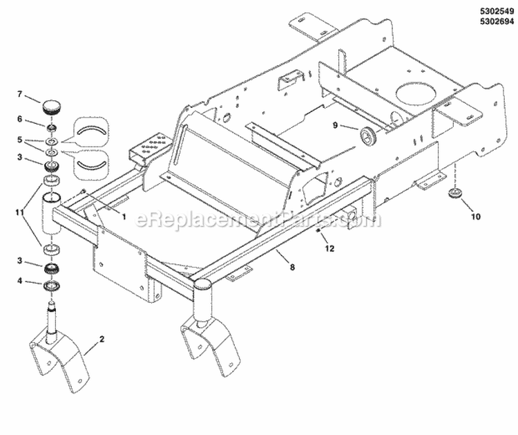 Main Frame  Front Casters Group Diagram and Parts List for 400ZB2748 5900528 Snapper Lawn Tractor