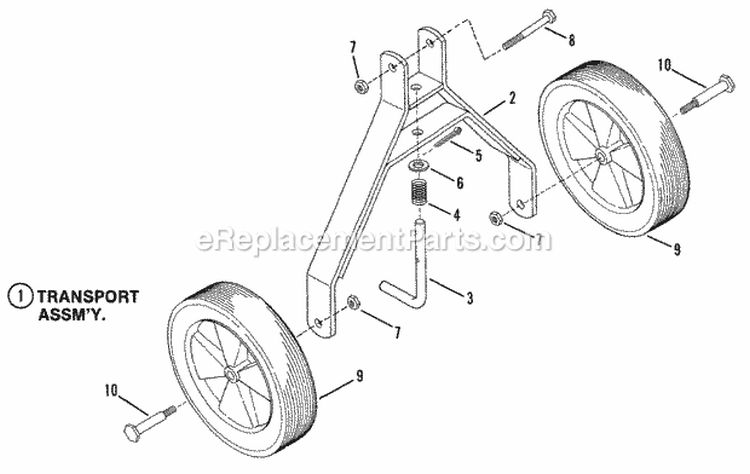 Transport Wheels  Arms Diagram and Parts List for 301T 85006 Snapper Tiller