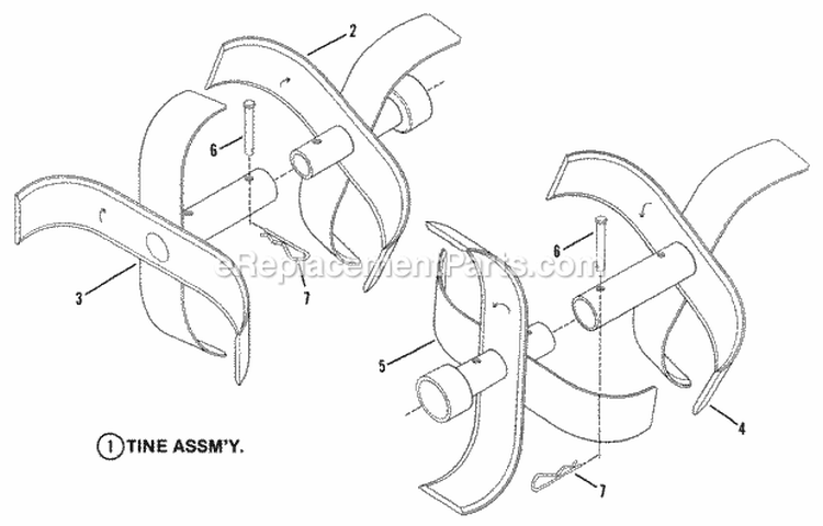 Tines Diagram and Parts List for 301T 85006 Snapper Tiller
