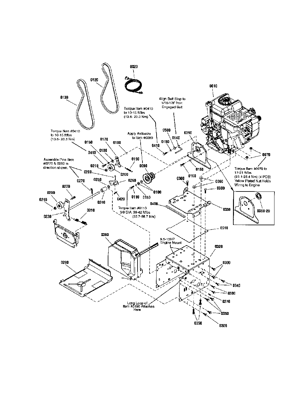 Engine & frame Diagram and Parts List for 1301695964  Snapper Snow Blower