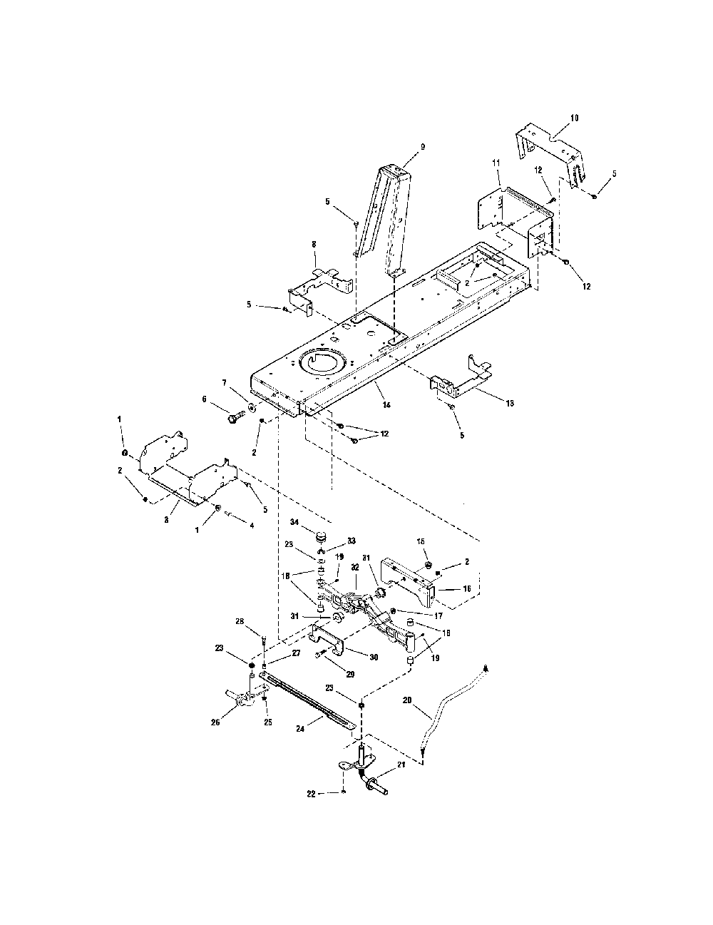 Frame and front axle Diagram and Parts List for LT22500  Snapper Lawn Tractor