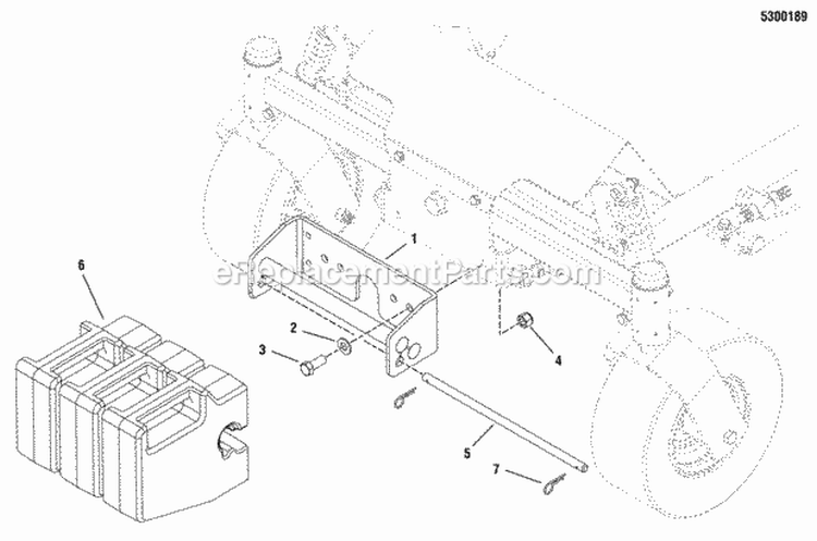 Weight Mount Group Diagram and Parts List for 5600539  Snapper Lawn Tractor Accessories