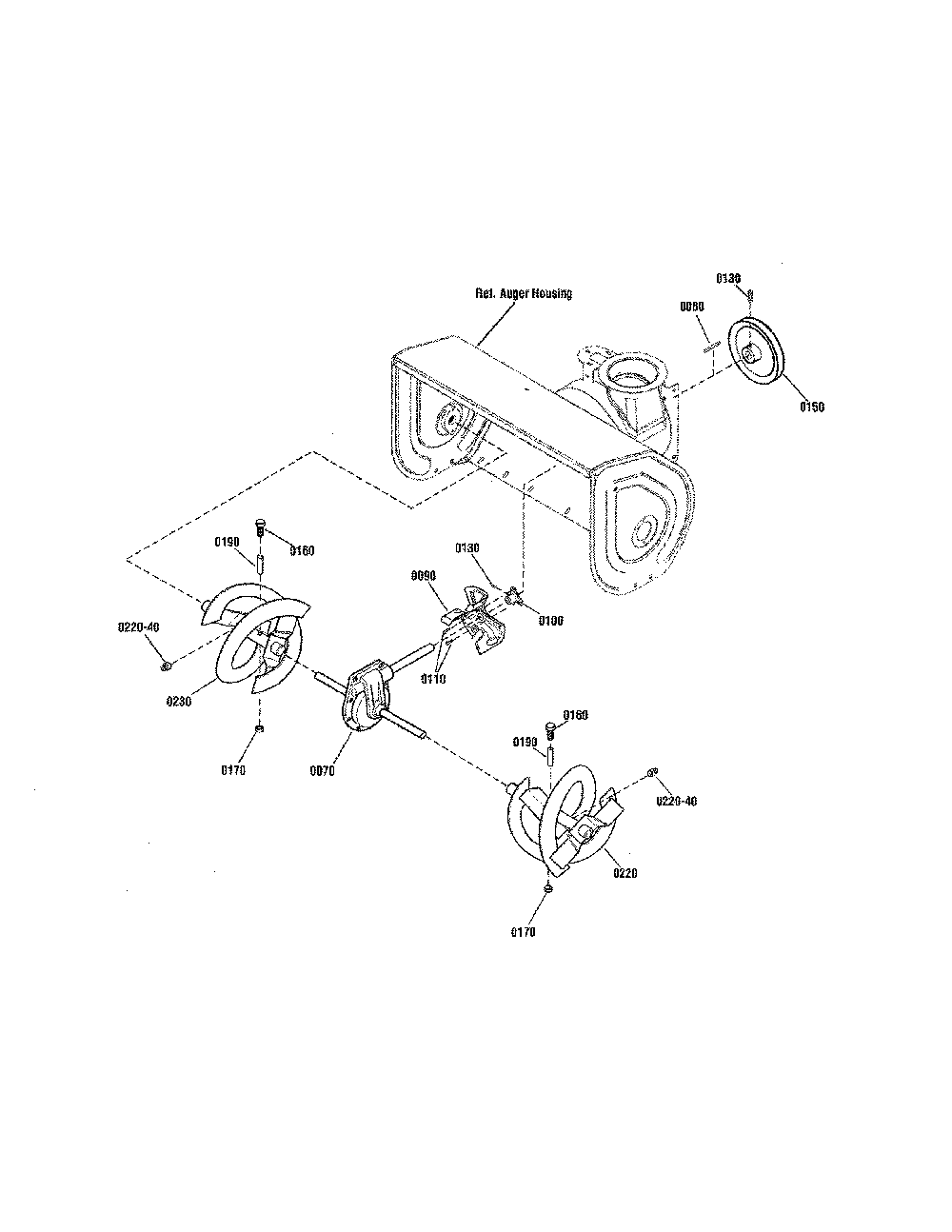 Auger drive Diagram and Parts List for 13088768  Snapper Snow Blower