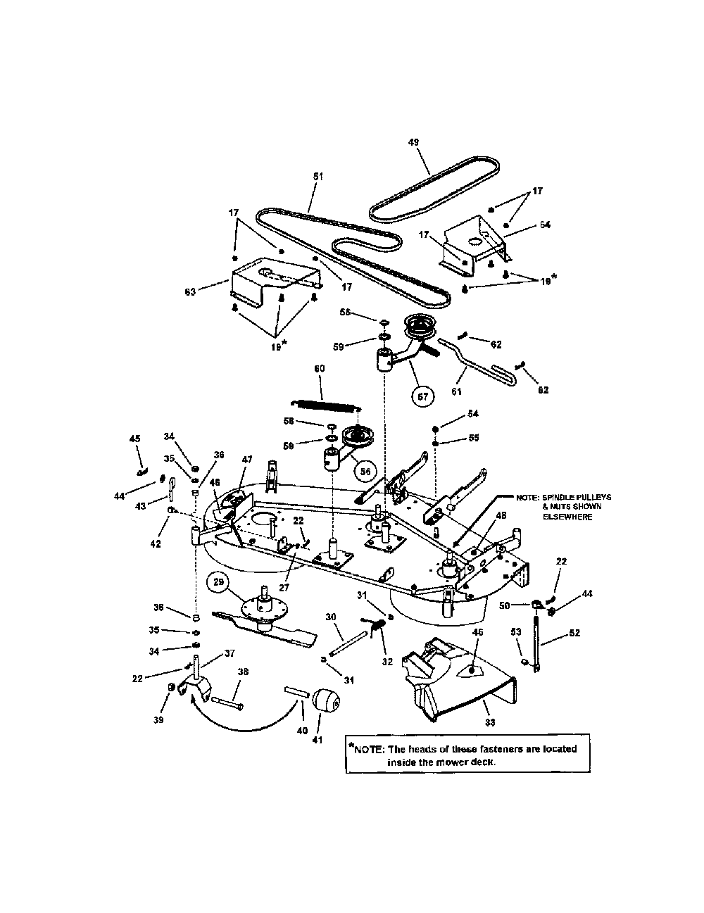48" cutting deck (series i) Diagram and Parts List for WLT160H42HBV2  Snapper Lawn Tractor
