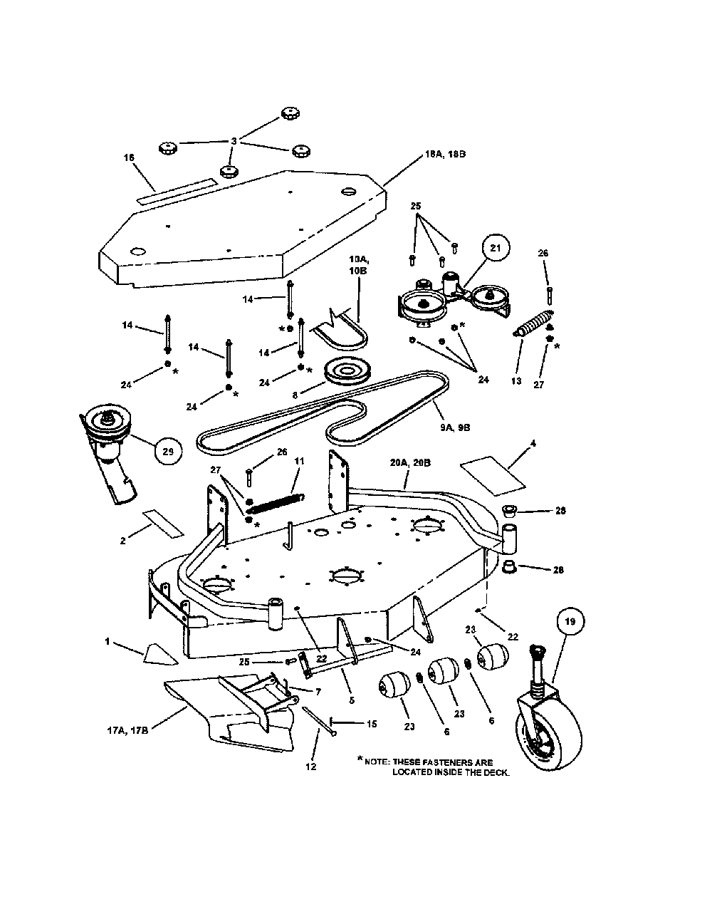 48"/52" mower deck (fixed height) Diagram and Parts List for SPA610-  Snapper Lawn Mower