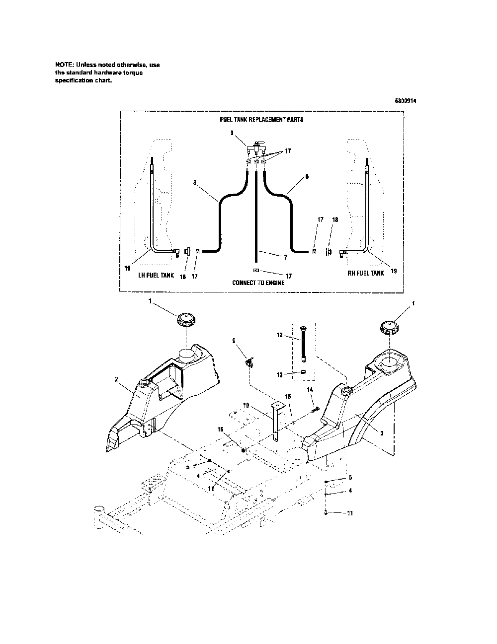 Fuel tank mount/supply Diagram and Parts List for 5900743  Snapper Lawn Mower