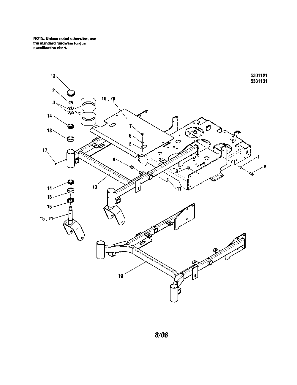 Front frame Diagram and Parts List for 5900702  Snapper Lawn Mower