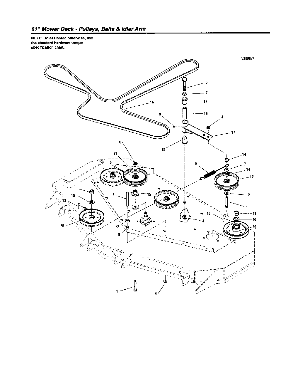 Pulleys/belts/idler arm Diagram and Parts List for 5900693  Snapper Lawn Mower