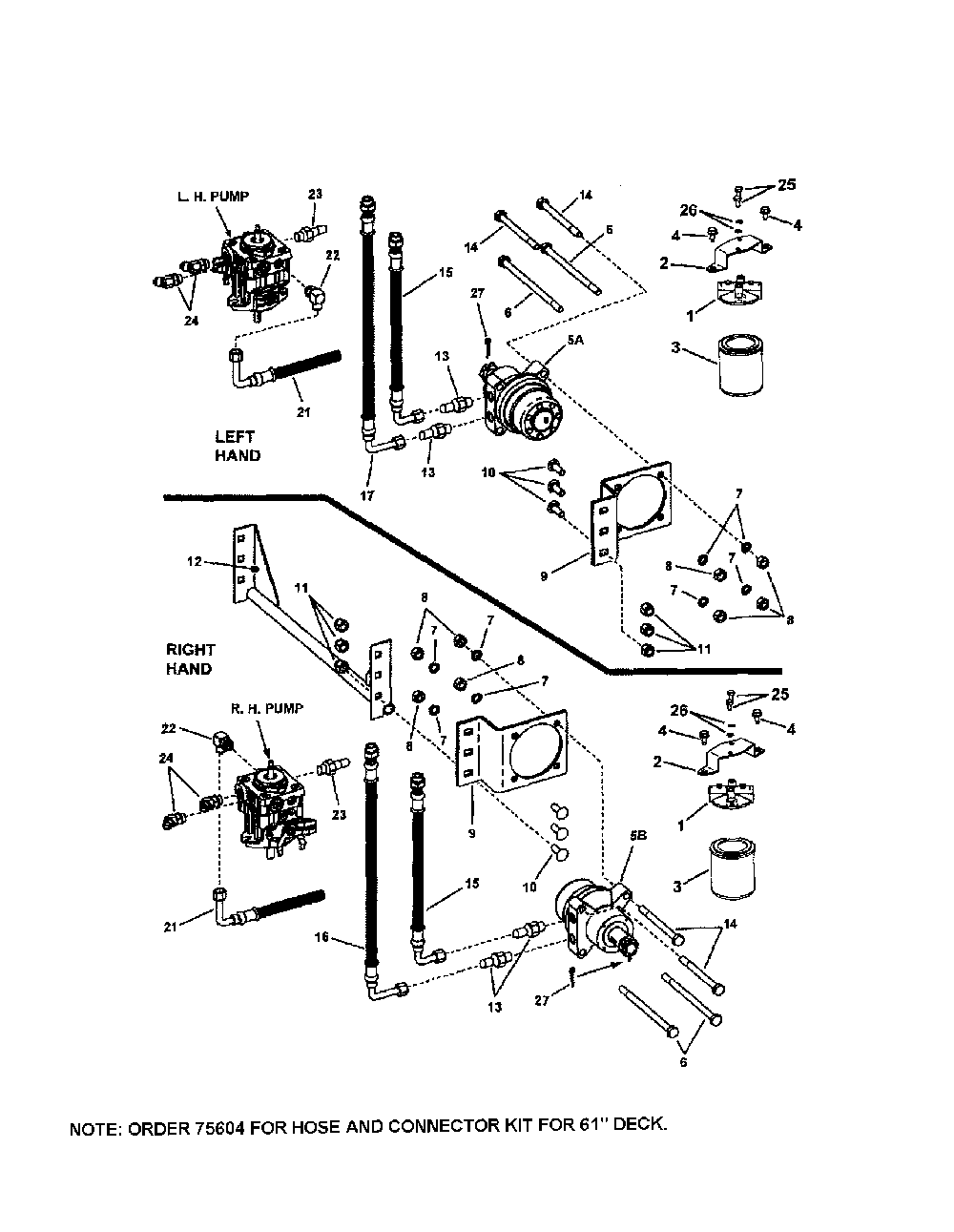 Hose (61" deck) pt. 1 Diagram and Parts List for 85673  Snapper Lawn Mower
