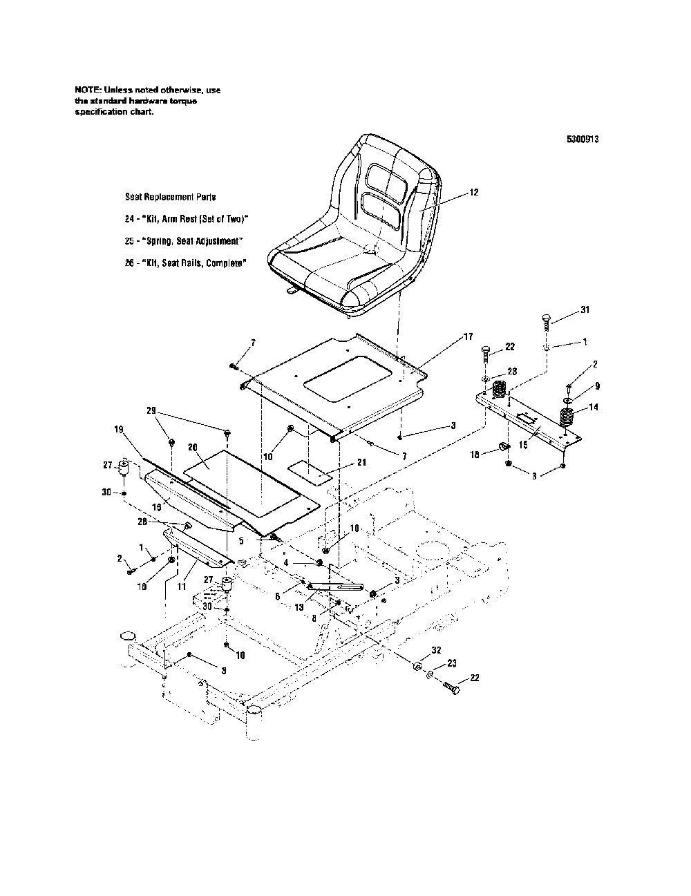 Seat mount/floor Diagram and Parts List for 5900743  Snapper Lawn Mower