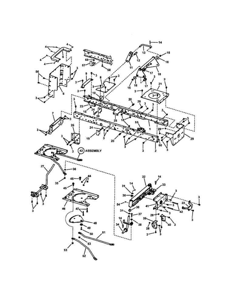Main Frame Diagram and Parts List for LT24520 7800317 Snapper Lawn Tractor