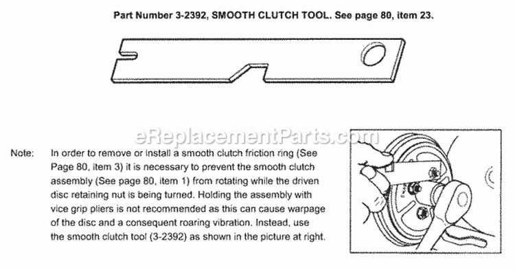 Smooth Clutch Tool Diagram and Parts List for 7032392  Snapper Lawn Tractor
