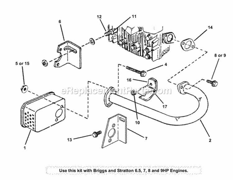 Muffler Kit Diagram and Parts List for 7060316  Snapper Lawn Tractor