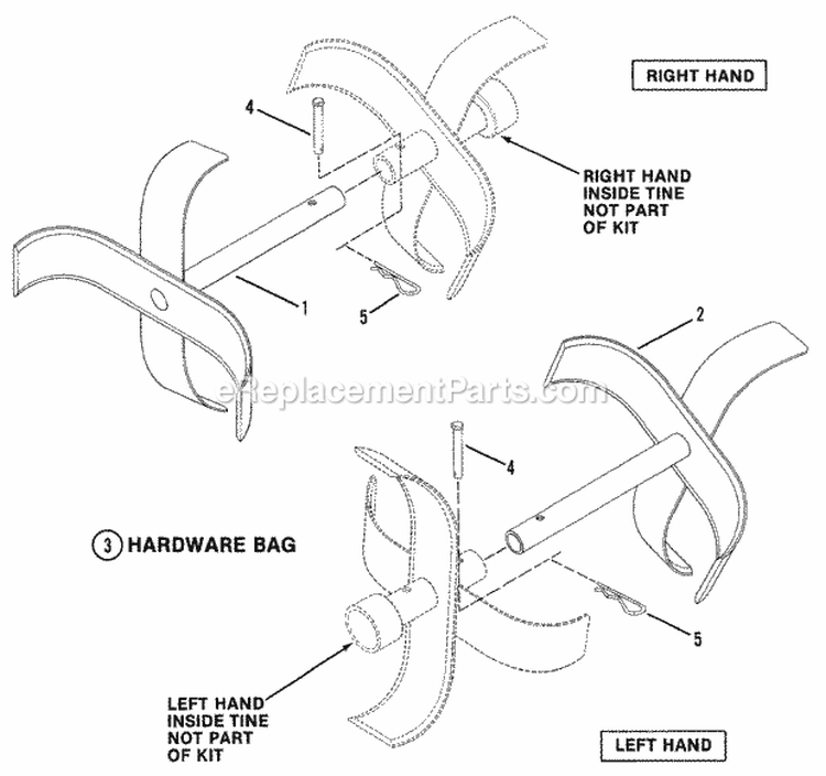 Extension Tines Kit 60329 Diagram and Parts List for 7060329  Snapper Lawn Tractor Accessories