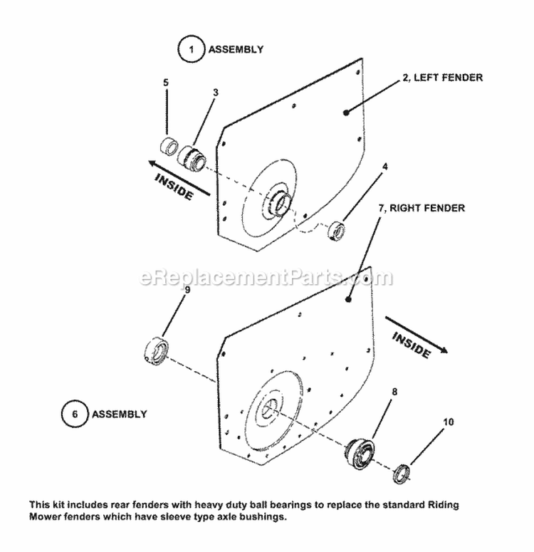 Axle Kit Diagram and Parts List for 7060441  Snapper Lawn Tractor