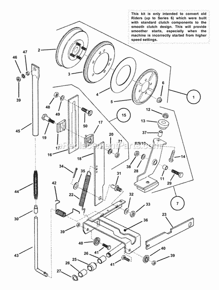 Smooth Clutch Kit Diagram and Parts List for 7060601  Snapper Lawn Tractor