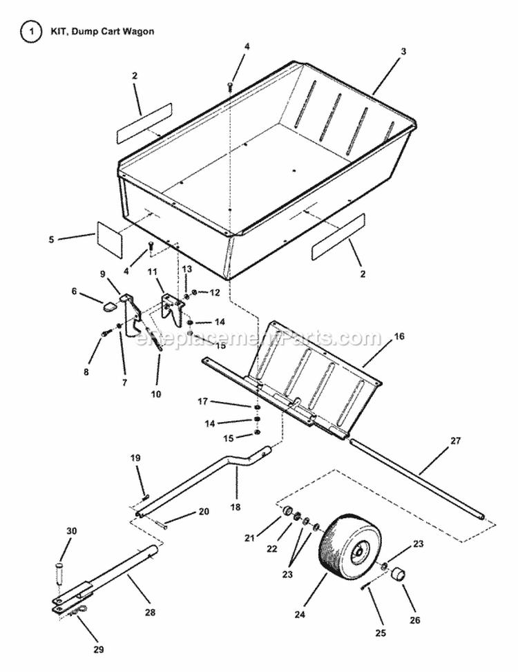 Dump Cart Diagram and Parts List for 7060697  Snapper Lawn Tractor Accessories