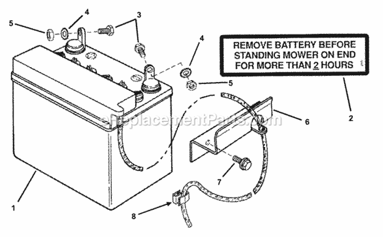 Dry Charge Battery 12V Diagram and Parts List for 7060753  Snapper Lawn Tractor