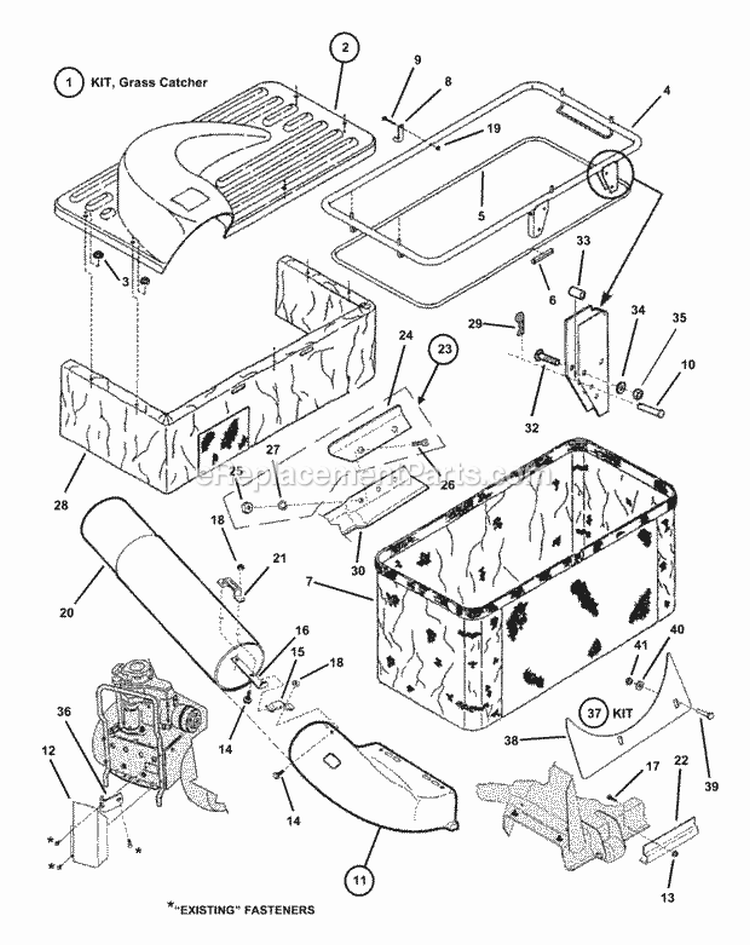 Catcher Group Diagram and Parts List for 7060944  Snapper Lawn Tractor
