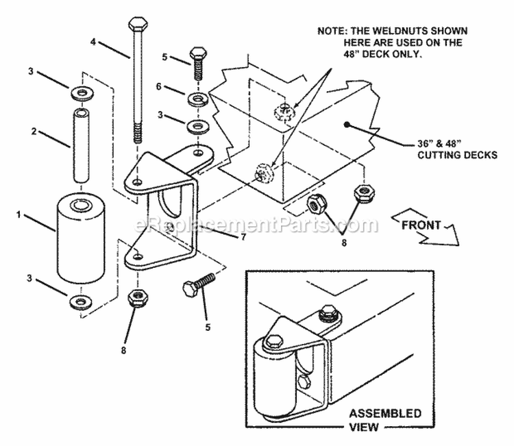 Corner Roller (Pro 736  Pro 748) Diagram and Parts List for 7061300  Snapper Lawn Tractor Accessories