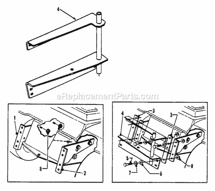 Bag-N-Wagon Adapter Diagram and Parts List for 7061308  Snapper Lawn Tractor Accessories