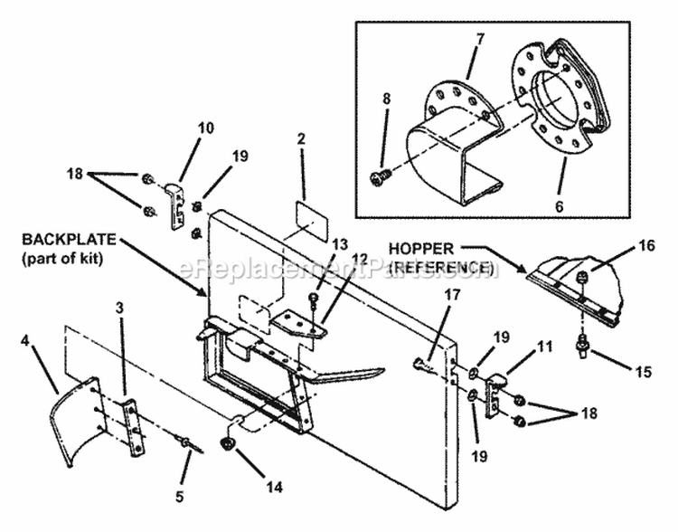 Grass Catcher Mount Diagram and Parts List for 7061853  Snapper Lawn Tractor Accessories
