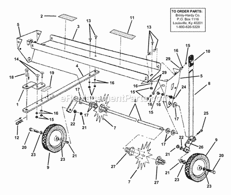 Lawn Aerator Diagram and Parts List for 7061911  Snapper Lawn Tractor