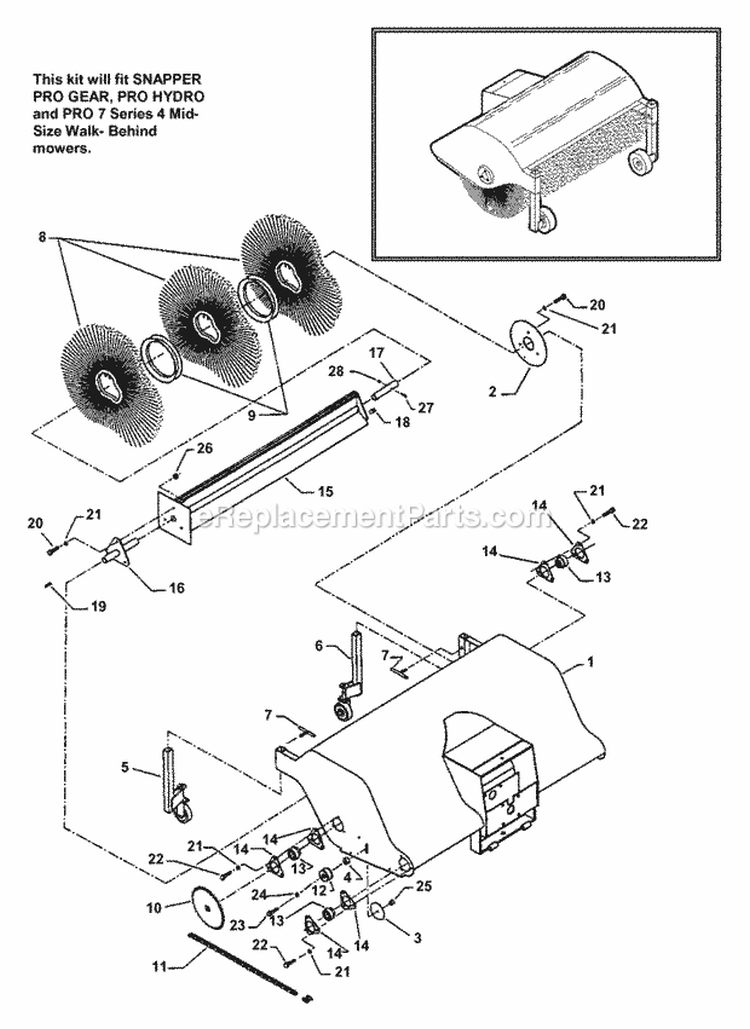 Rotary Broom 47 (Part 1) Diagram and Parts List for 7063007  Snapper Lawn Tractor Accessories