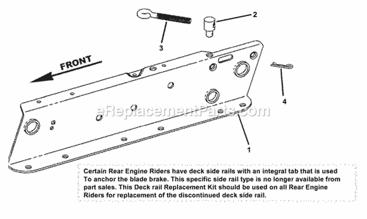 Side Rail Replacement Kit Diagram and Parts List for 7063062  Snapper Lawn Tractor
