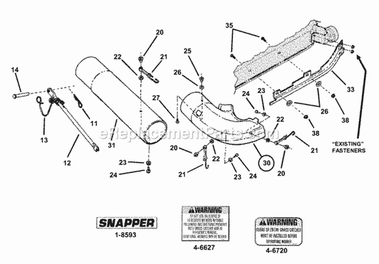 Tube Group Diagram and Parts List for 7063083  Snapper Lawn Tractor Accessories