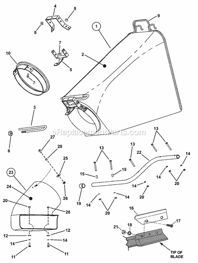 High-Wheel Walk-Behind Grass Bag Kit Diagram and Parts List for 7063086  Snapper Lawn Tractor Accessories