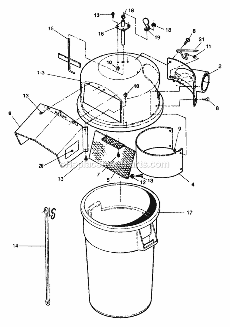 Catcher Assembly Diagram and Parts List for 7063073  Snapper Lawn Tractor Accessories