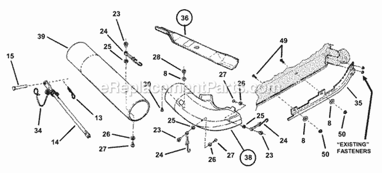 Chute Group Diagram and Parts List for 7063173  Snapper Lawn Tractor