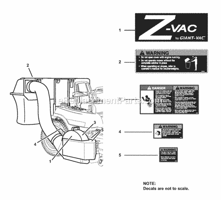 Decal Group Diagram and Parts List for 7063347  Snapper Lawn Tractor Accessories