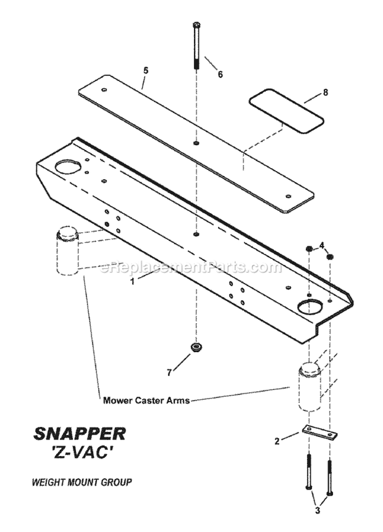 Weight Mount Group Diagram and Parts List for 7063320  Snapper Lawn Tractor Accessories