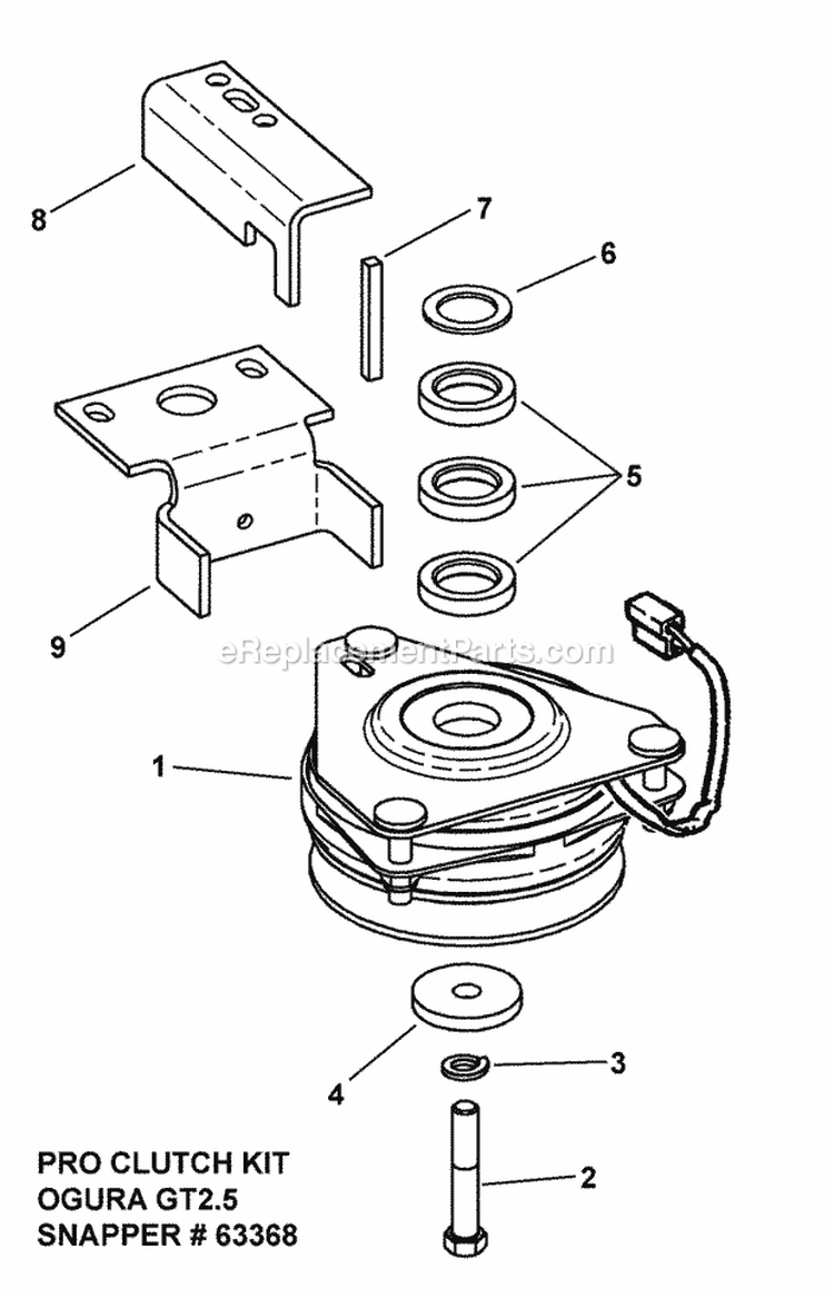 Ogura Gt25 Clutch Kit Diagram and Parts List for 7063368  Snapper Lawn Tractor Accessories