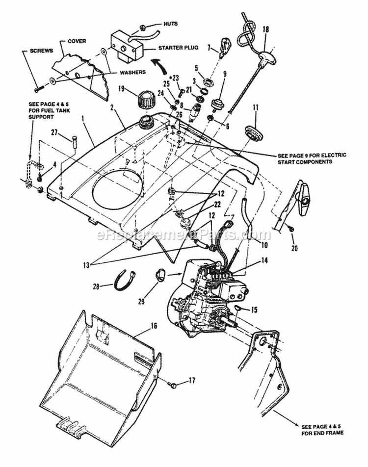 Covers Engine Diagram and Parts List for 7080426  Snapper Snow Blower