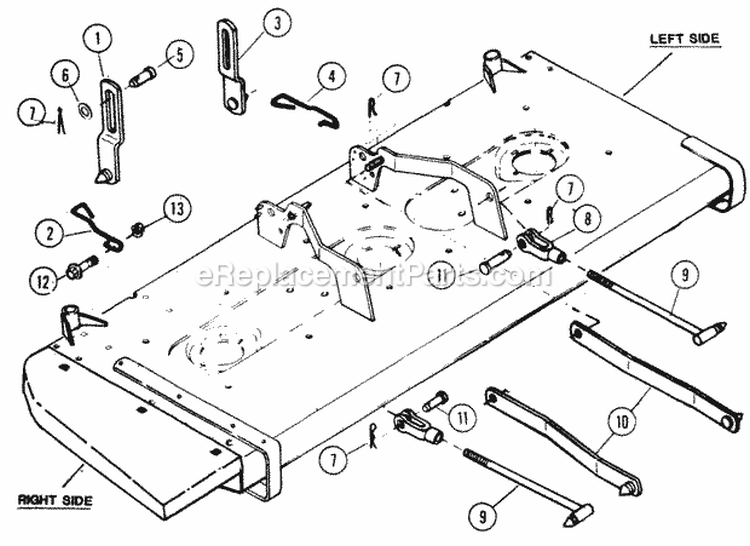 Front  Rear Lift Links Diagram and Parts List for 7060370  Snapper Lawn Tractor Accessories